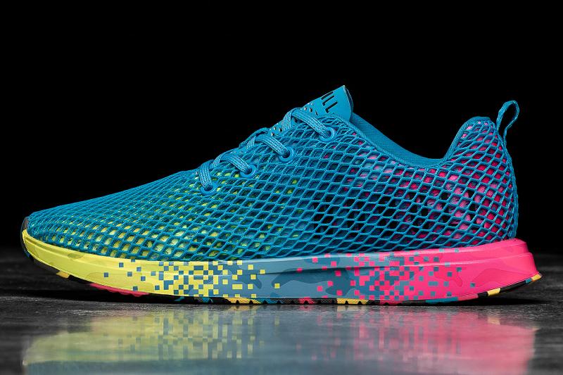 Blue Nobull Neon Glitch Mesh Runner Men\'s Running Shoes | CA L1123I